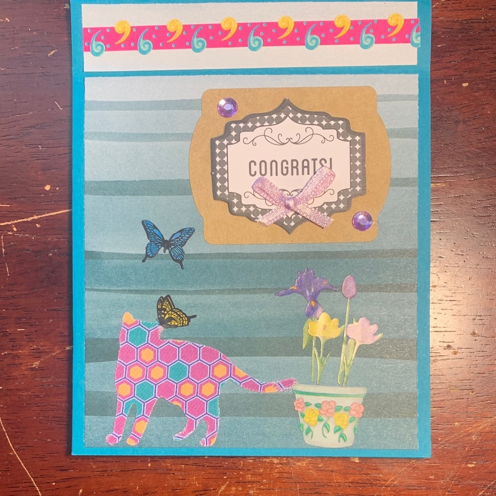 Vibrant Blue and Pink Congratulations Card